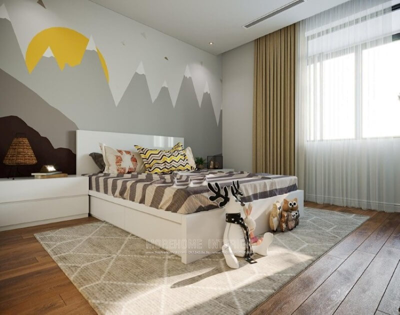 Giường cho bé gỗ acrylic cao cấp với gam màu trắng đơn sắc là một trong những xu thế tất yếu tăng kích thích thị giác vào các đồ chơi thông minh cho con. Thiết kế nội thất phòng ngủ biệt thự