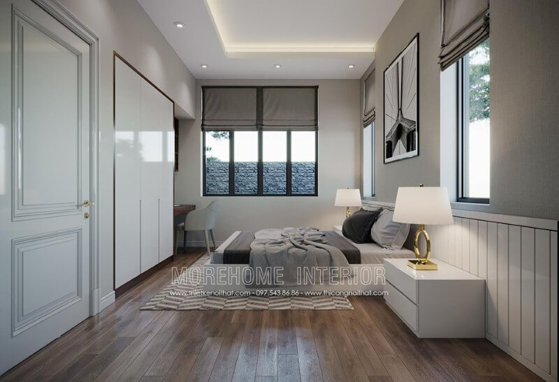 Trần thạch cao phòng ngủ hiện đại đơn giản đẹp sang. Thiết kế nội thất phòng ngủ biệt thự