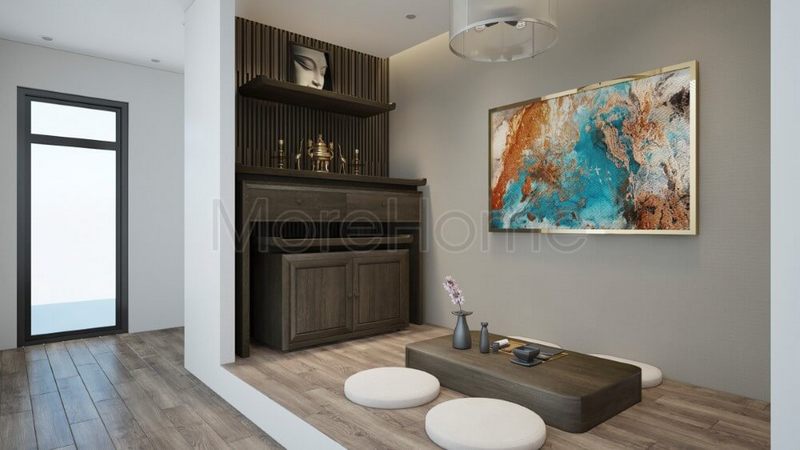 Thiết kế phòng thờ riêng với nội thất gỗ tự nhiên đẹp hiện đại cho không gian thờ cúng trang nghiêm
