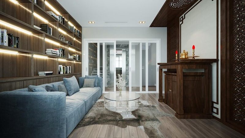 Mẫu thiết kế nội thất phòng thờ gỗ đẹp hiện đại cho không gian nội thất nhà biệt thự